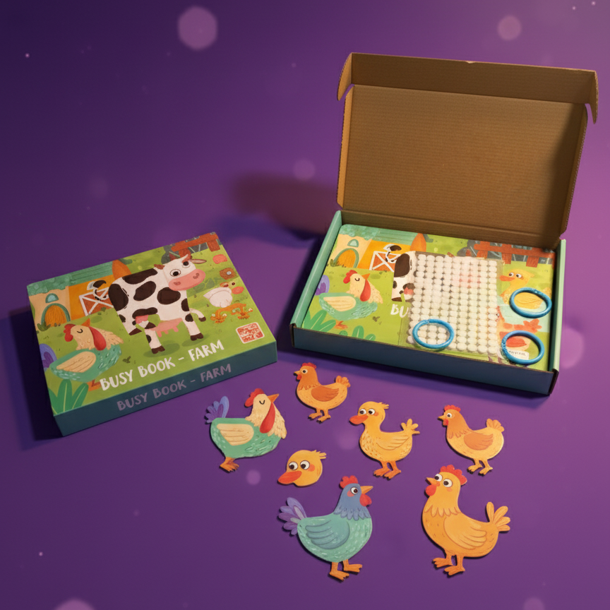 My First Farm Busy Book: Interactive Quiet Activity Set with Detachable Animal Pieces